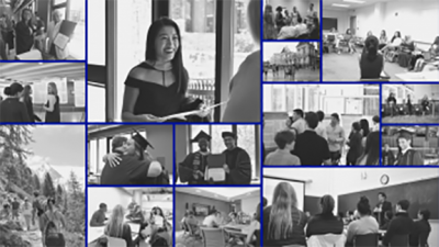 Student collage of black and white pictures